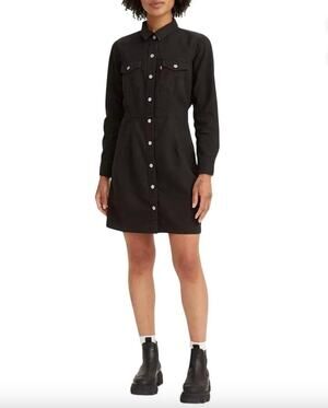 LEVI'S Ellie Denim Dress in Black Size Women's Small